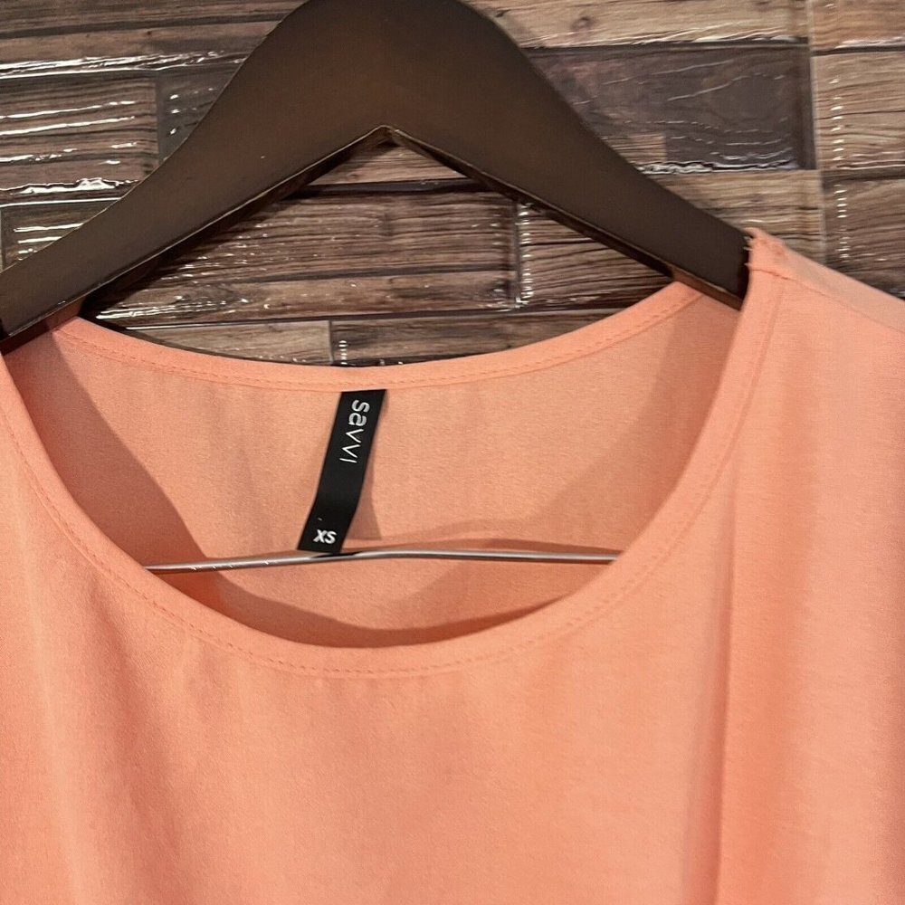 Savvi Womens Dress Size XS Peach Corral Pockets Short Sleeve - Picture 4 of 6